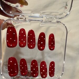 Red Polka Dot Press-On Nails size medium